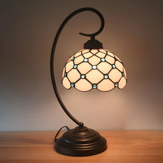 Tiffany Elegant Bronze Bowl Swirl Arm Night Table Lamp Zawala Image - 1