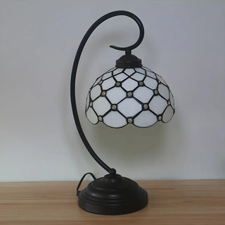 Tiffany Elegant Bronze Bowl Swirl Arm Night Table Lamp Zawala Image - 10