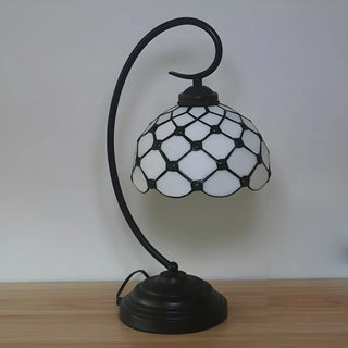 Tiffany Elegant Bronze Bowl Swirl Arm Night Table Lamp Zawala Image - 12