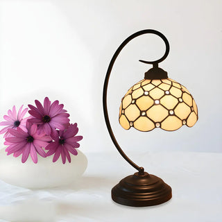 Tiffany Elegant Bronze Bowl Swirl Arm Night Table Lamp Zawala Image - 15