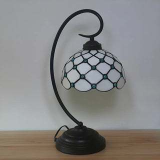 Tiffany Elegant Bronze Bowl Swirl Arm Night Table Lamp Zawala Image - 17