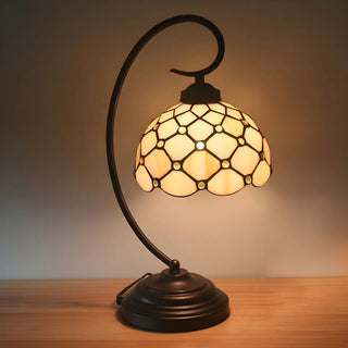 Tiffany Elegant Bronze Bowl Swirl Arm Night Table Lamp Zawala Image - 2