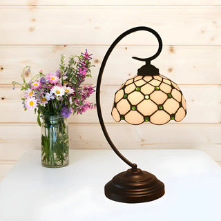 Tiffany Elegant Bronze Bowl Swirl Arm Night Table Lamp Zawala Image - 4