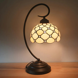 Tiffany Elegant Bronze Bowl Swirl Arm Night Table Lamp Zawala Image - 5