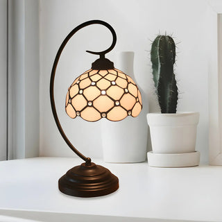 Tiffany Elegant Bronze Bowl Swirl Arm Night Table Lamp Zawala Image - 6