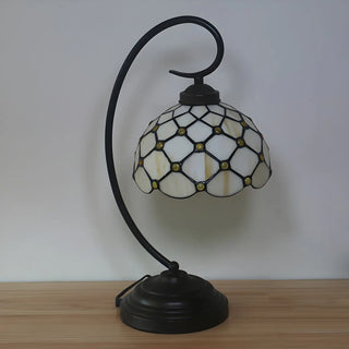 Tiffany Elegant Bronze Bowl Swirl Arm Night Table Lamp Zawala Image - 8