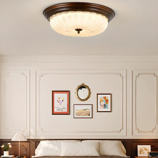 Bedroom Vintage Brown Drum LED Flush Mount Ceiling Lamp Zawala Image - 1