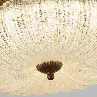 Bedroom Vintage Brown Drum LED Flush Mount Ceiling Lamp Zawala Image - 11