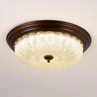 Bedroom Vintage Brown Drum LED Flush Mount Ceiling Lamp Zawala Image - 12