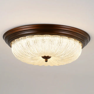 Bedroom Vintage Brown Drum LED Flush Mount Ceiling Lamp Zawala Image - 13
