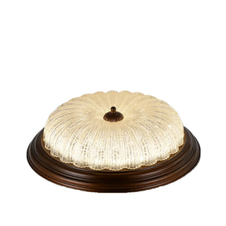 Bedroom Vintage Brown Drum LED Flush Mount Ceiling Lamp Zawala Image - 14