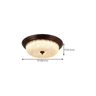 Bedroom Vintage Brown Drum LED Flush Mount Ceiling Lamp Zawala #size