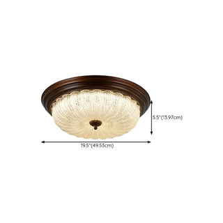 Bedroom Vintage Brown Drum LED Flush Mount Ceiling Lamp Zawala Image - 16