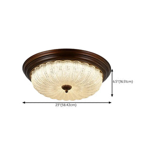 Bedroom Vintage Brown Drum LED Flush Mount Ceiling Lamp Zawala Image - 17