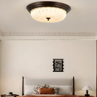 Bedroom Vintage Brown Drum LED Flush Mount Ceiling Lamp Zawala Image - 2
