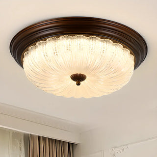 Bedroom Vintage Brown Drum LED Flush Mount Ceiling Lamp Zawala Image - 5