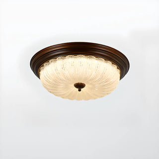 Bedroom Vintage Brown Drum LED Flush Mount Ceiling Lamp Zawala Image - 6