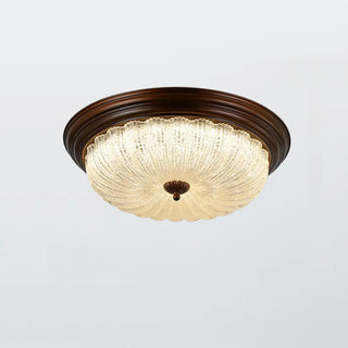 Bedroom Vintage Brown Drum LED Flush Mount Ceiling Lamp Zawala Image - 7