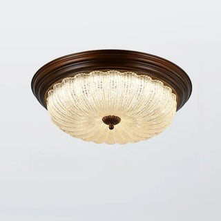 Bedroom Vintage Brown Drum LED Flush Mount Ceiling Lamp Zawala Image - 8