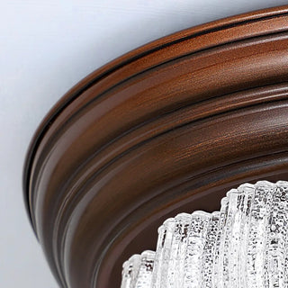 Bedroom Vintage Brown Drum LED Flush Mount Ceiling Lamp Zawala Image - 9