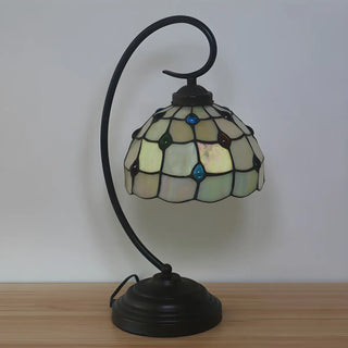 Vintage Tiffany Gems Decor Stained Glass Desk Lamp Image - 2