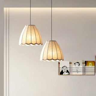 ZOWALA - Vintage Cone Fabric Dining Room Beige Pendant Light Image - 1