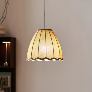 ZOWALA - Vintage Cone Fabric Dining Room Beige Pendant Light Image - 2
