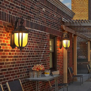 Vintage Lantern Black Aluminum Outdoor Wall Light Image - 12