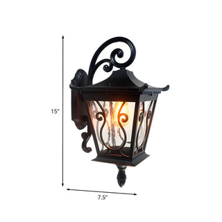 Rustic Lantern Black Metal External LED Wall Sconce Image - 9