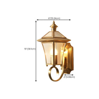 ZOWALA - Vintage Black Glass Lantern Outdoor Wall Light #size