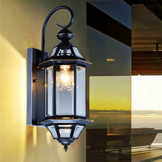 ZOWALA - Vintage Black Glass Lantern Outdoor Wall Light Image - 2
