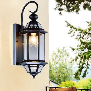 ZOWALA - Vintage Black Glass Lantern Outdoor Wall Light Image - 4