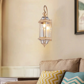 ZOWALA - Vintage Black Glass Lantern Outdoor Wall Light Image - 5