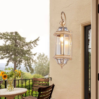 ZOWALA - Vintage Black Glass Lantern Outdoor Wall Light Image - 6