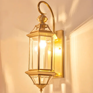 ZOWALA - Vintage Black Glass Lantern Outdoor Wall Light Image - 9