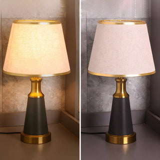 Vintage Fabric Metal Cone Base Bedroom Table Lamp Zawala Image - 5