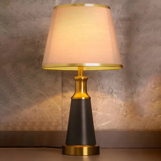 Vintage Fabric Metal Cone Base Bedroom Table Lamp Zawala Image - 8