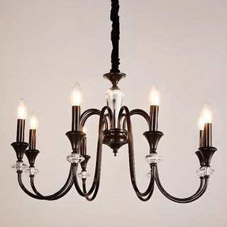 Vintage Black Iron Candelabra Crystal Chandelier Image - 11