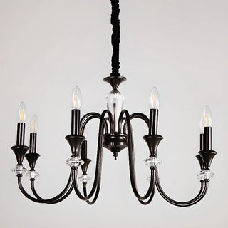 Vintage Black Iron Candelabra Crystal Chandelier Image - 15