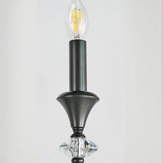 Vintage Black Iron Candelabra Crystal Chandelier Image - 19