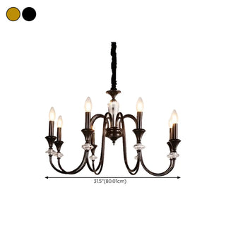 Vintage Black Iron Candelabra Crystal Chandelier Image - 23