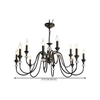Vintage Black Iron Candelabra Crystal Chandelier Image - 25