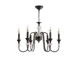 Vintage Black Iron Candelabra Crystal Chandelier Image - 5