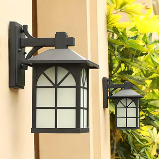 Vintage Black Lantern Metal External Wall Mount Light Zawala Image - 2