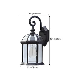 Industrial Black Metal LED Exterior Wall Lantern Light Zawala #size