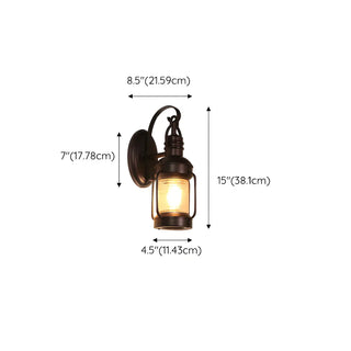 Industrial Black Lantern Metal External Wall Light Zawala #size