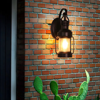 Industrial Black Lantern Metal External Wall Light Zawala Image - 3