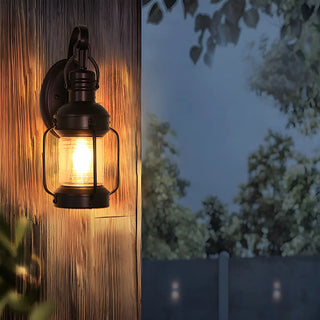 Industrial Black Lantern Metal External Wall Light Zawala Image - 5