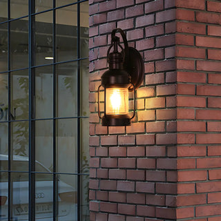 Industrial Black Lantern Metal External Wall Light Zawala Image - 7