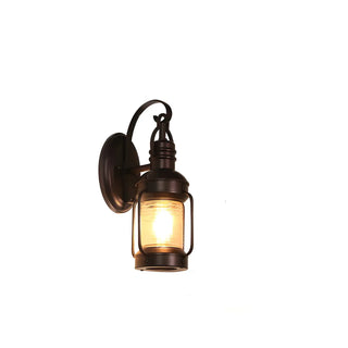 Industrial Black Lantern Metal External Wall Light Zawala Image - 8